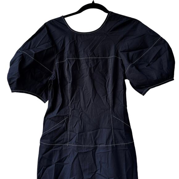 madewell black puff-sleeve drop-waist midi dress women's nq890 size 6 - Picture 4 of 9